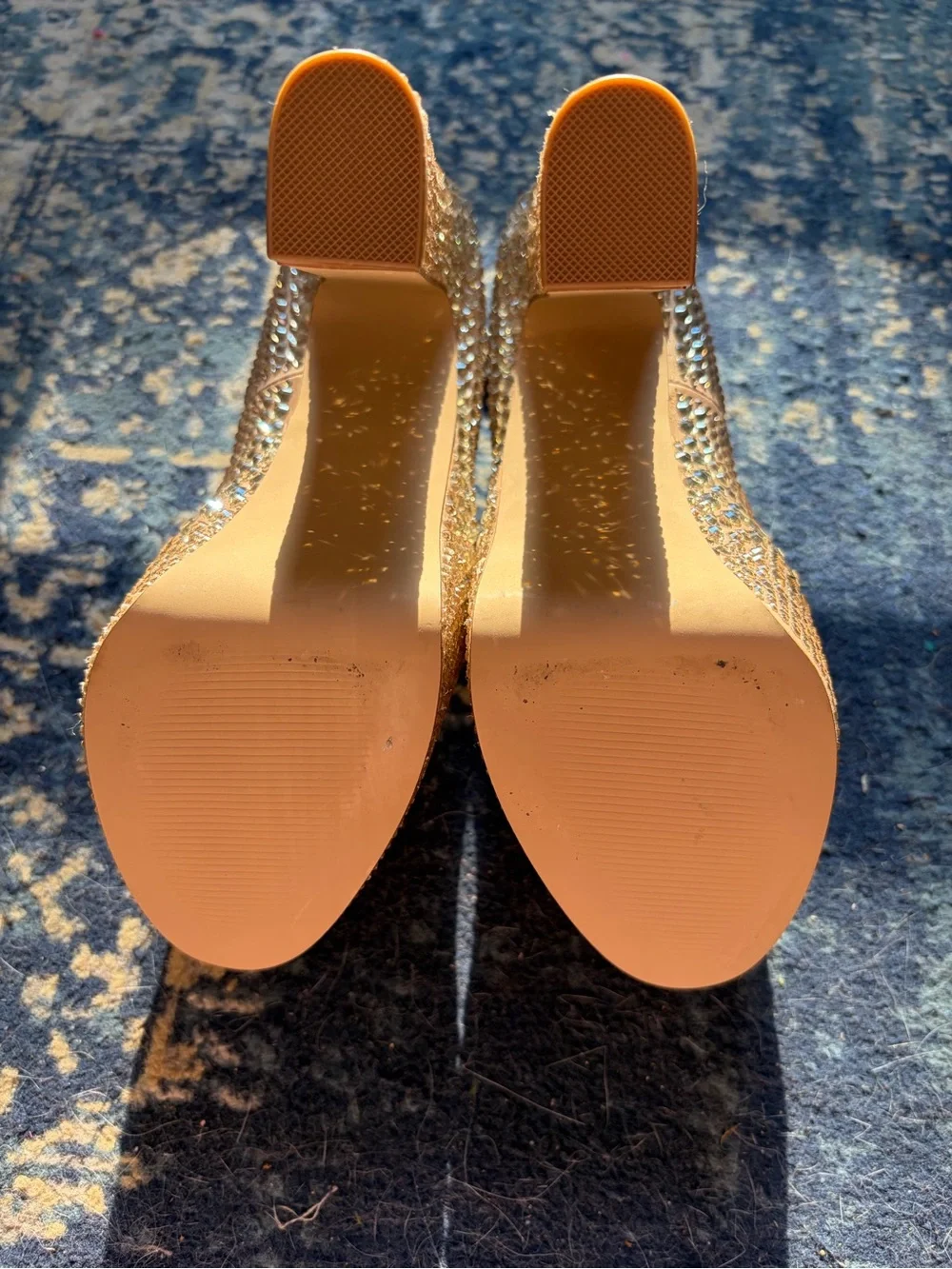 Steve Madden Skyrise Nude Crystal Platform Ankle-Strap Pumps